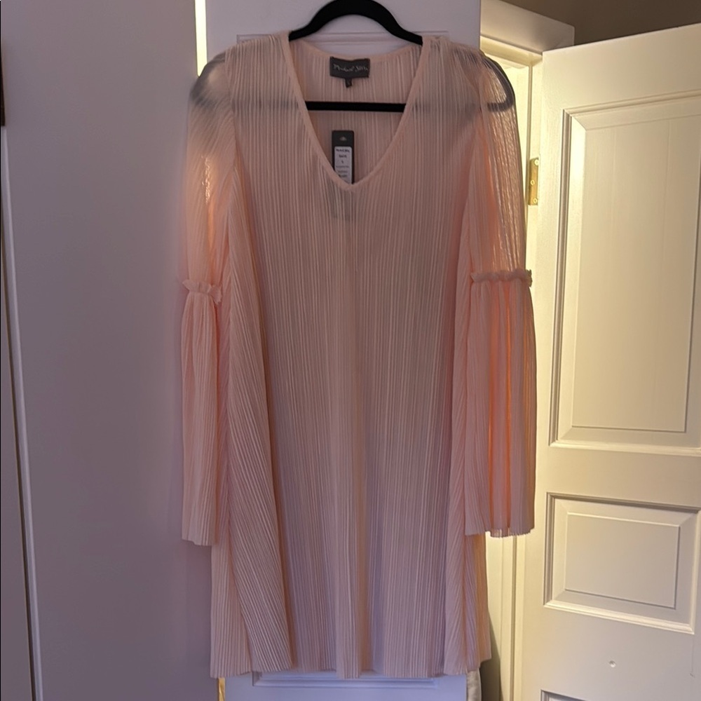 NWT Michael Stars Accordion Pleated Dress in Blush Pink – Size Large